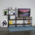 Open Antigue Wood Shelves 6-tier Entertainment TV Stand