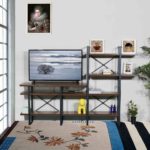 Open Antigue Wood Shelves 6-tier Entertainment TV Stand