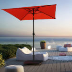 6.5 Ft Square Orange Market Umbrella and Paito Umbrella with Tilt and Crank