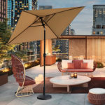 6.5 Ft Outdoor Patio Market Umbrella with Base - Tan