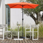6.5 Ft Orange Market/Patio Umbrella with Base Included