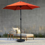 7.5 Ft Outdoor Patio Market Umbrella with Base - Orange