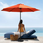 9 Ft Outdoor Patio Market Umbrella with Base - Orange