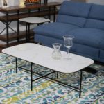 Steel Rectangular Coffee Table in White Ceramic Tile