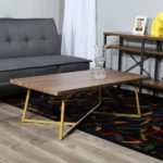 Mid-century modern style Angled sled base Rectangular shape Wood Top Coffee Table - 47.25*23.63*15.75 inches
