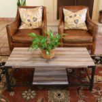 Contemporary Oak Rectangle Wood/ Metal Coffee Table