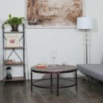 Round Wood and Metal Coffee Table
