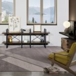 2-Tier Metal Frame Industrial Wood Etagere Bookcase with Open Shelving