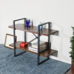 Wood and Metal Display and Etagere Bookshelves and Bookcases - 28.35" H x 35.43" W x 12.5" D