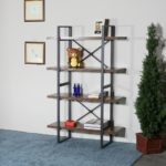 Wood and Metal Display and Etagere Bookshelves and Bookcases - 56.69" H x 35.43" W x 12.6" D
