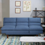 Modern Armless Fabric Blue Sofa Bed Adjustable Folding Sofa